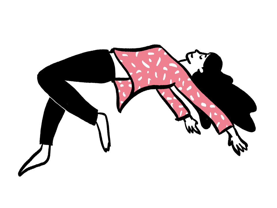 A levitating person with big sweater